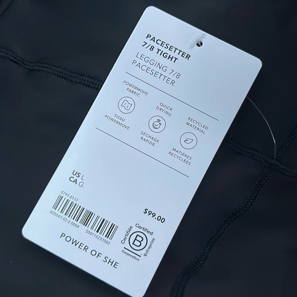 NWT Athleta Pacesetter Black 7/8 Tight Size Large - Picture 6 of 8